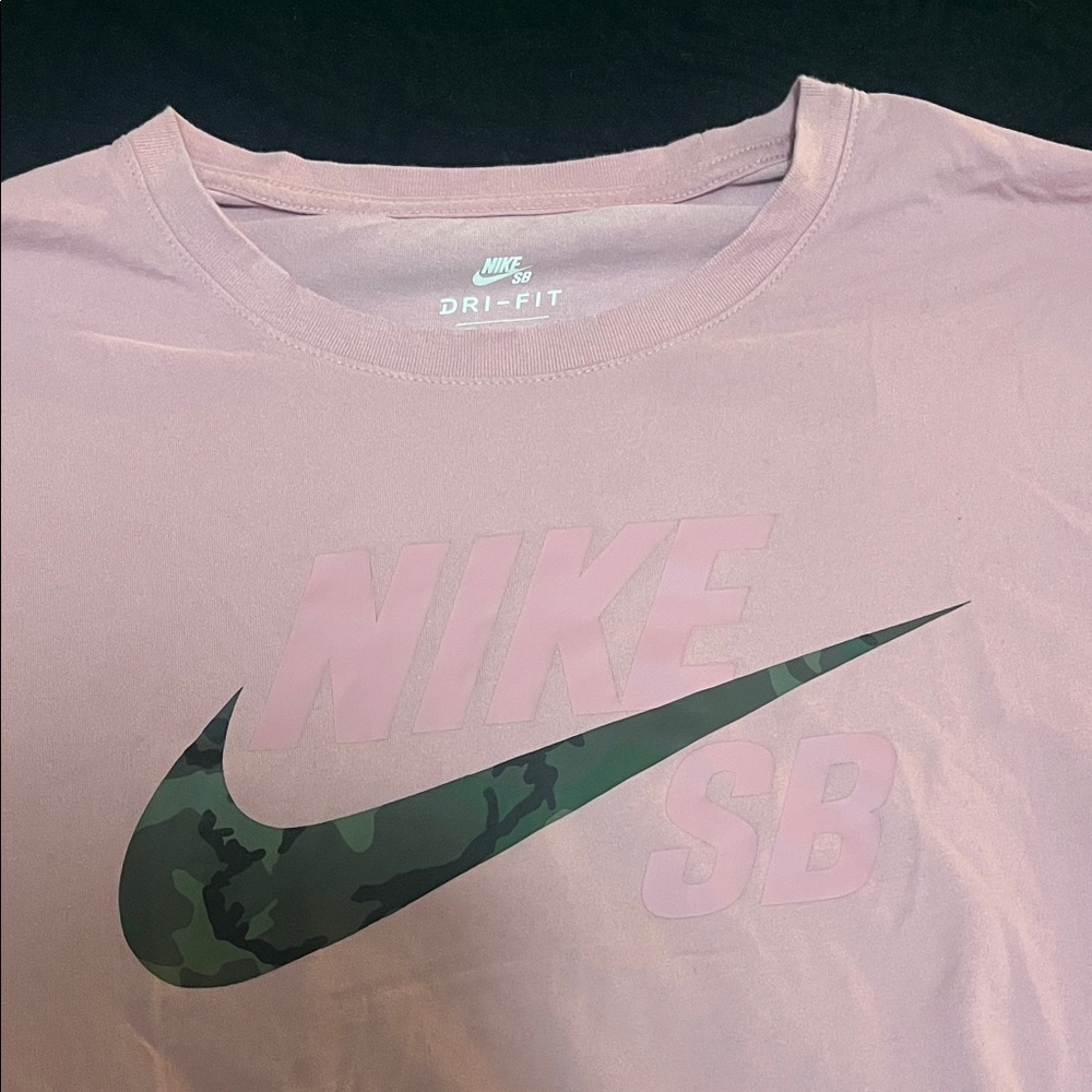 Nike SB Pink Tee with Camo Swoosh